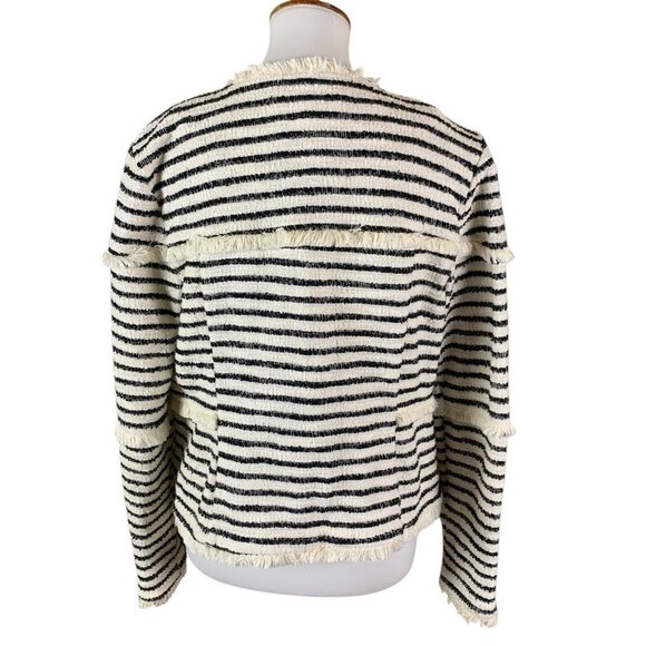Dolan Striped Fringe Open Jacket Boucle Textured Blazer Small - Picture 2 of 4